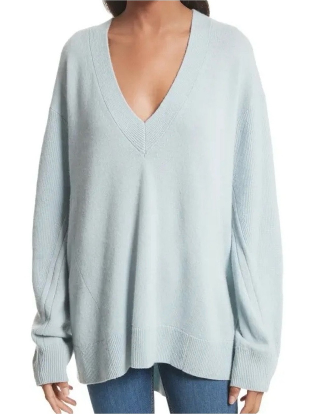 Rag & Bone Ace Cashmere Light Blue V-Neck Sweater, Medium, Retail $450 - Picture 10 of 11